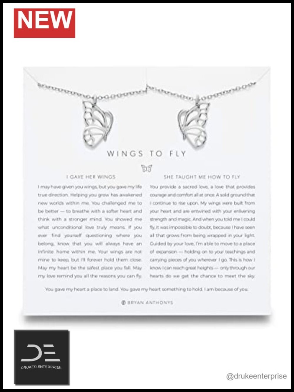 14k Gold Plated or Silver Finish Over Brass Butterfly Necklace Set